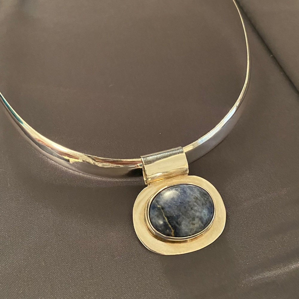 Blue Matte Sodalite sterling silver charm